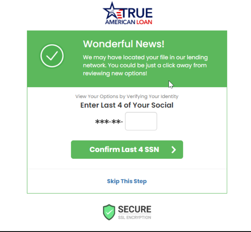 TrueAmericanLoan US Revshare - Non-Incent Preview