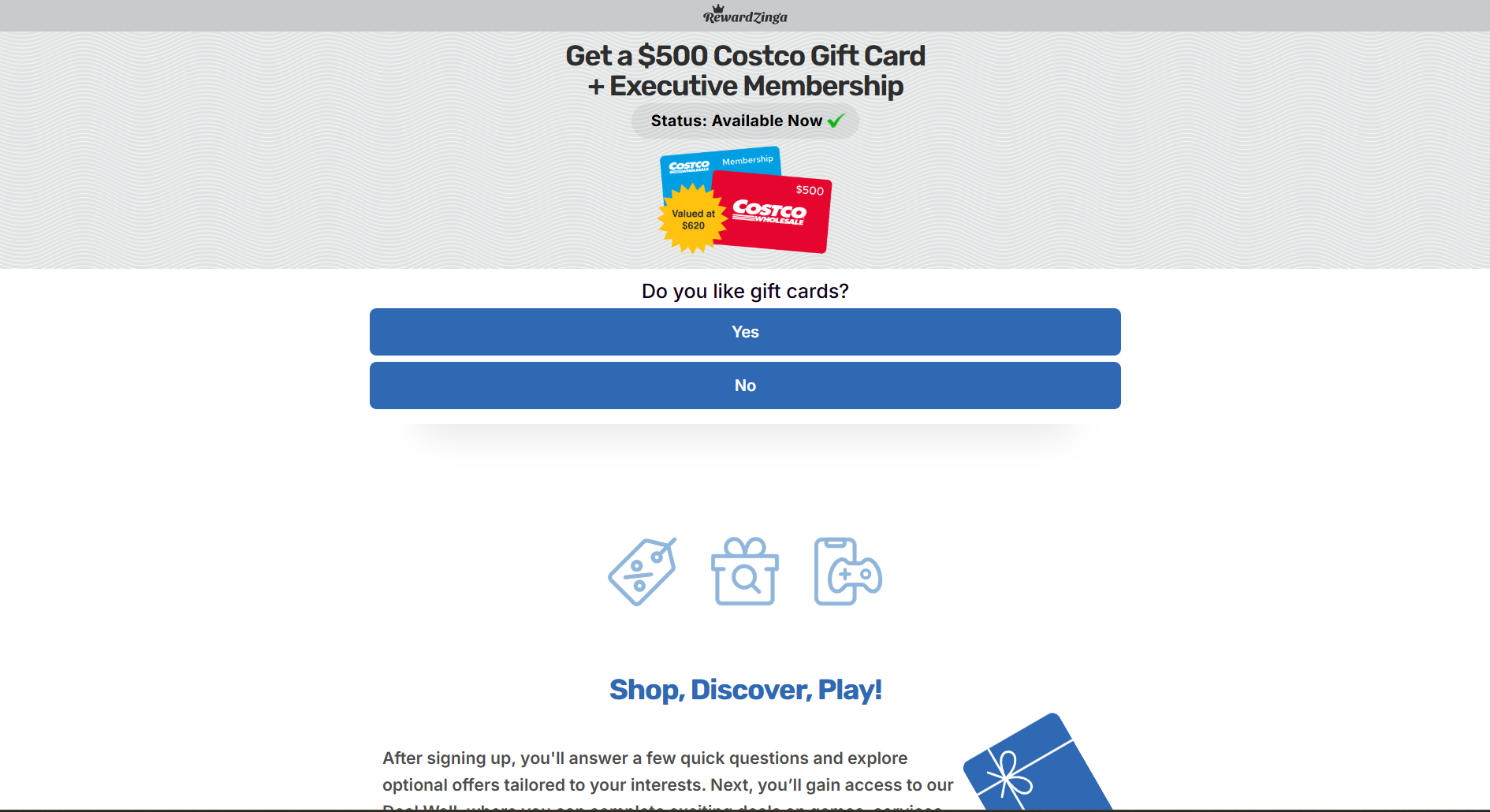  Rewardzi -  500 Costco Membership Rewards   CPA - SOI Preview