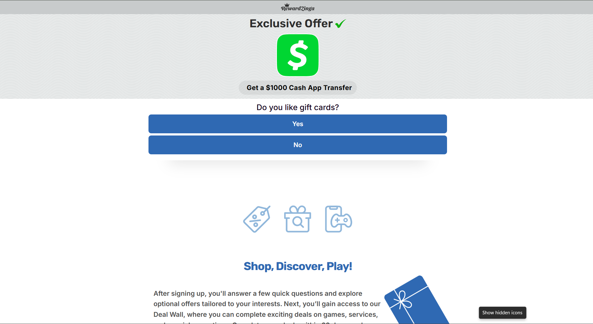 Rewardzi - Win 1000  Cashapp   CPA - SOI Preview