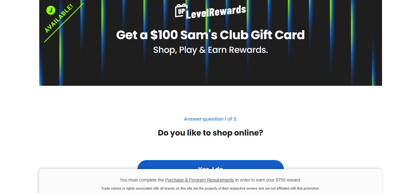 Rewards US - Sams Club  100 Gift Card- 8 Am to 10 PM EST Preview