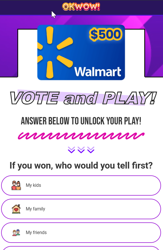 OkWow.com - Walmart  500 Gift Card  Display  Preview