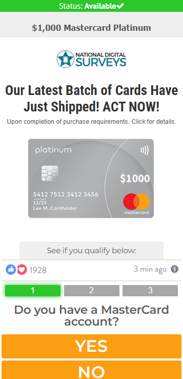  1000 MasterCard Platinum Preview