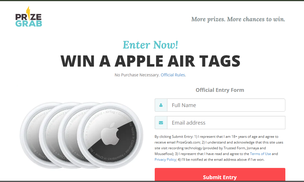 PrizeGrab - Apple Air Tags Preview