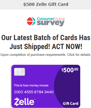 CDS -  500 Zelle Gift Card Preview
