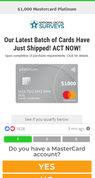 CDS -  1000 MasterCard Platinum Preview
