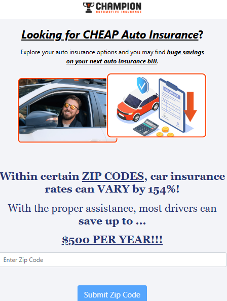 Champion Auto Insurance - Exclusive - SOI  US  email Preview
