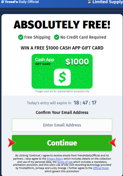 TrendnDaily  Social - 1000 CashApp Card US Preview